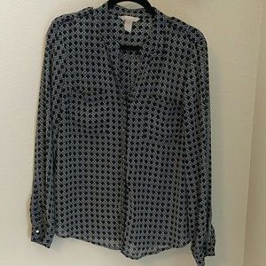 Black and white lattice print top